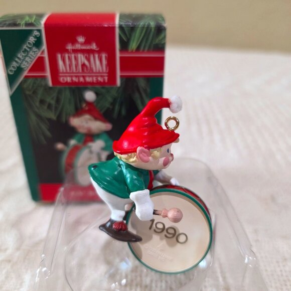 1990 Hallmark Keepsake Ornament Hark! It's Herald Elf Drum Holiday Christmas NIB - Picture 7 of 15